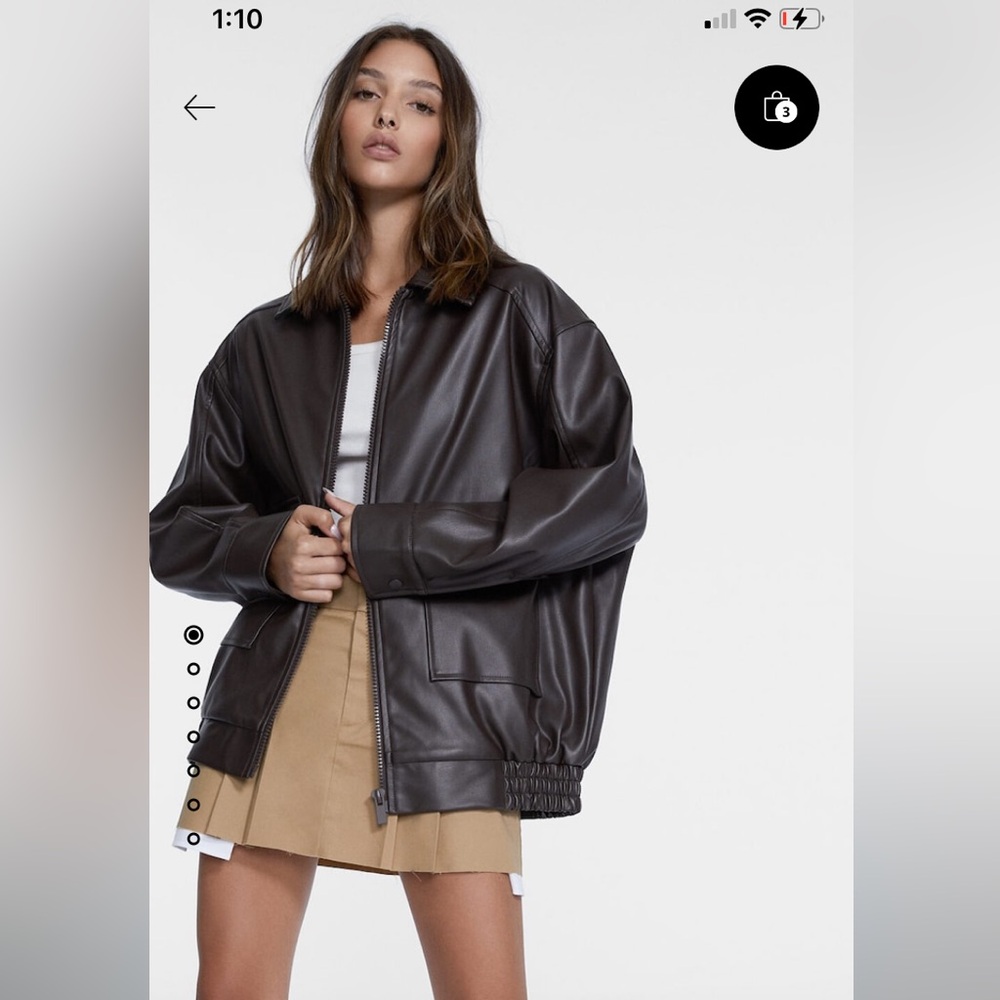 Stradivarius Faux Leather Bomber Jacket